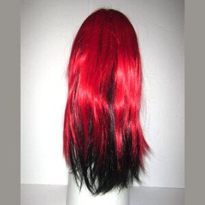 Multi Layered 2-Tone Red over Black Long Straight Hair Synthetic Wig West Bay 18